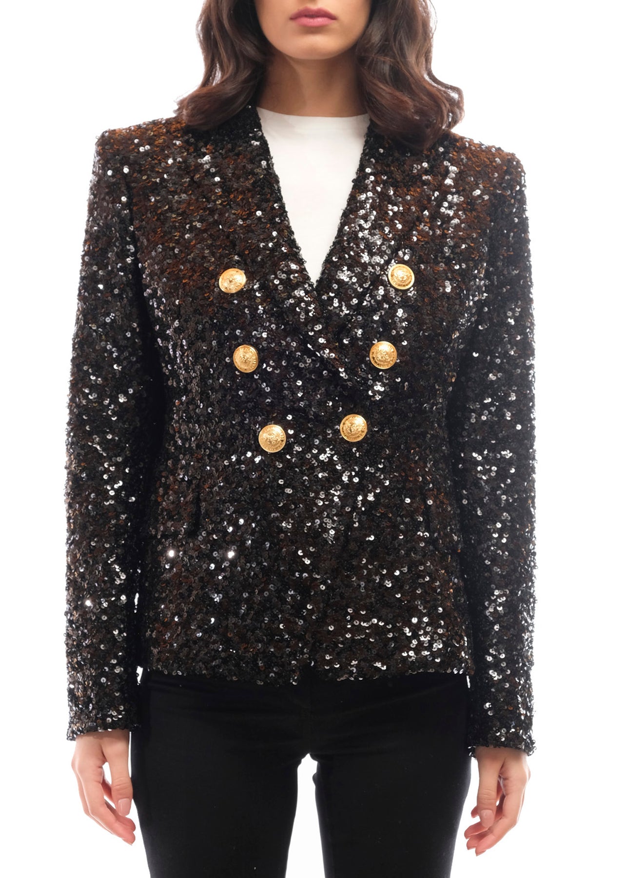 Women's black sequin blazer by Balmain ...